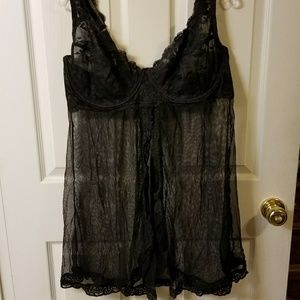 Cacique Mesh Babydoll- Black